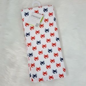 Envogue Red Blue Crab Print Kitchen Tea Towels Set
